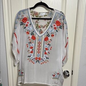 Kayla Seo Embroidered V-Neck Blouse